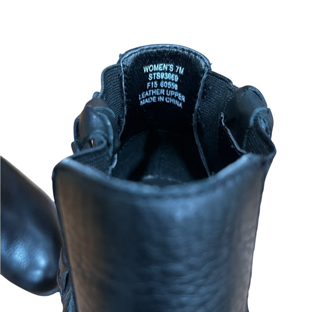Sperry top sider black leather ankle booties heeled boots-7 - Picture 6 of 8
